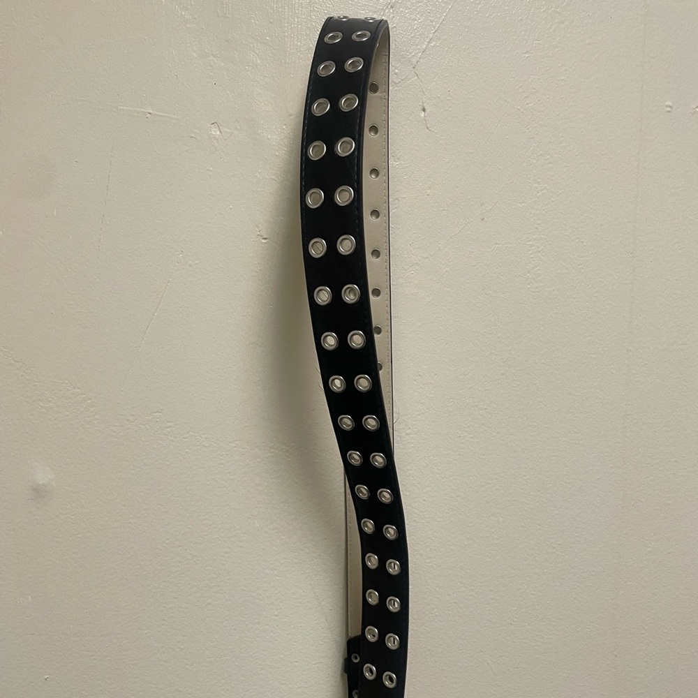 Black double studded eyelet belt